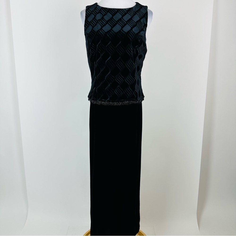 Jessica McClintock Bridal Black Velvet Beaded Dress Size 12 Vintage
